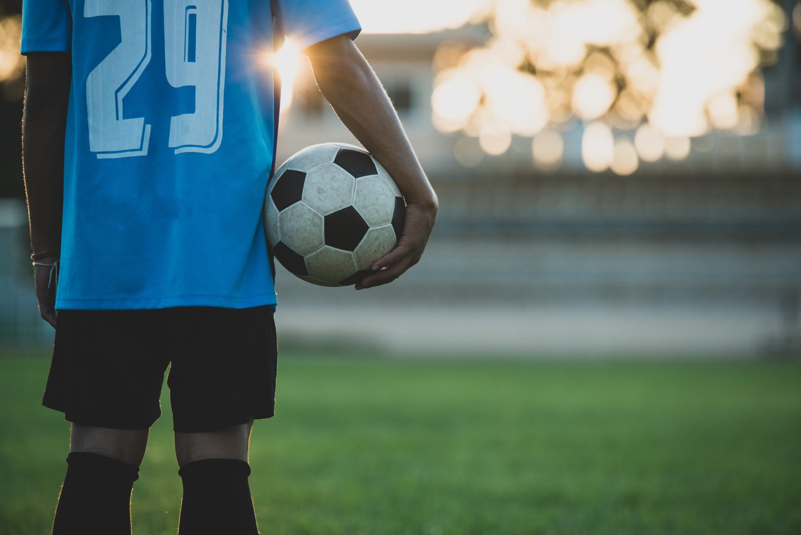 Soccer player action on the stadium