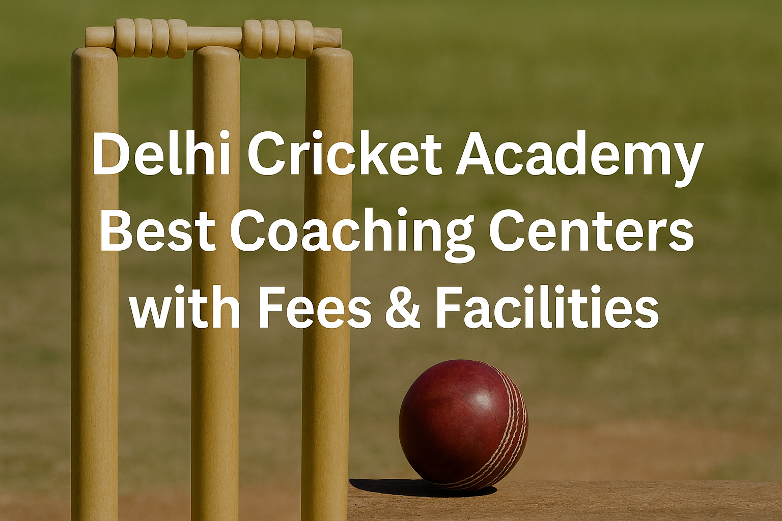 Delhi Cricket Academy stumps and ball on pitch